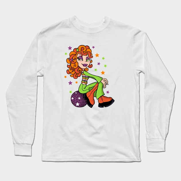 Red haired disco girl Long Sleeve T-Shirt by JoanaJuheLaju1